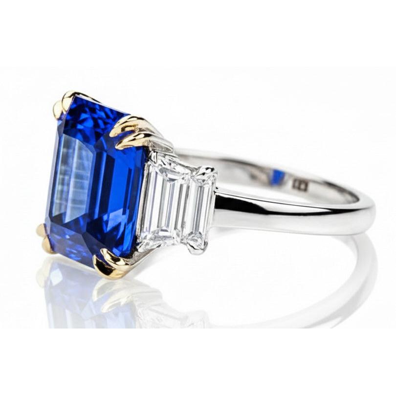 8 Carat Blue Sapphire And Natural Earth Mined Diamond Ring