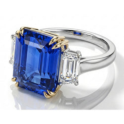 8 Carat Blue Sapphire And Natural Earth Mined Diamond Ring