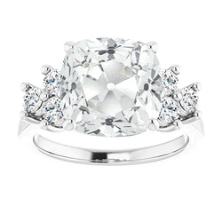 8 Carat Cushion And Round Earth Mined Diamond Ring