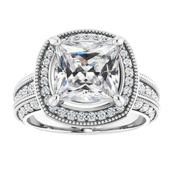 8 Carat Halo Princess Diamond Wedding Ring