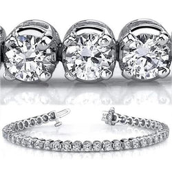 Real  8 Carat Tennis Bracelet With Round Diamond