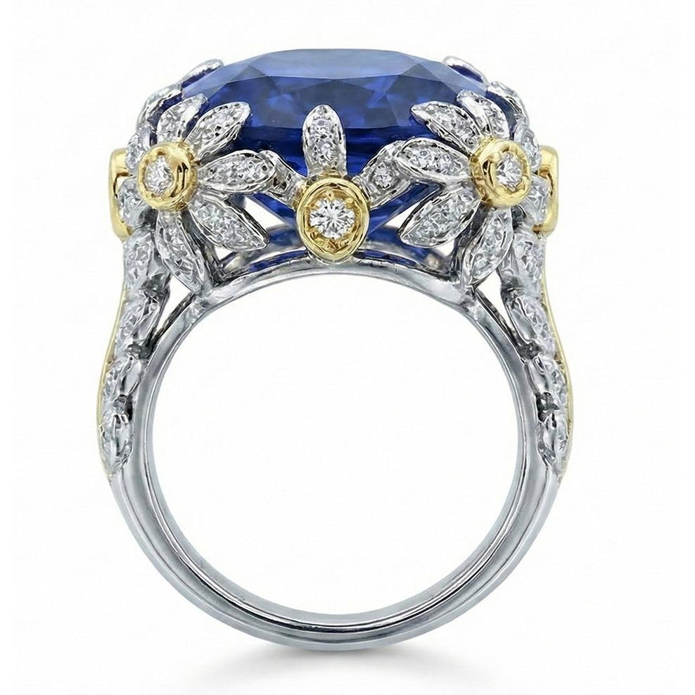 IGI CERTIFIED 8 Carat Two Tone Sapphire Engagement Ring