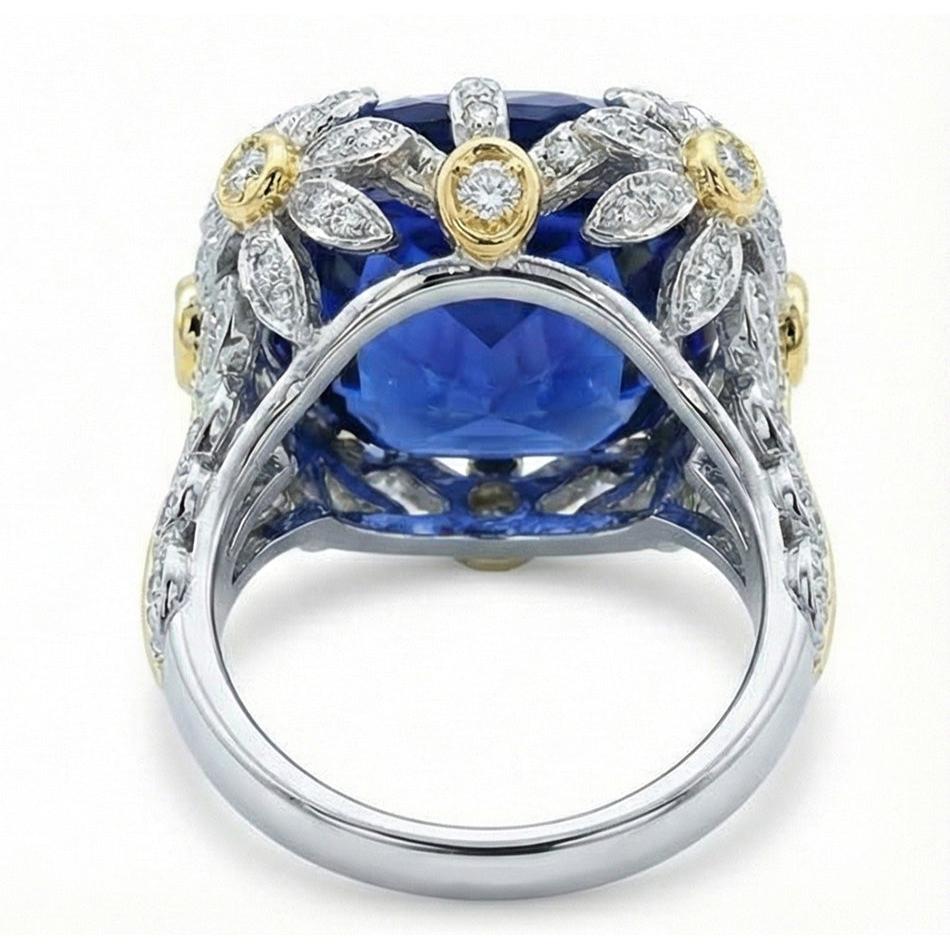 IGI CERTIFIED 8 Carat Two Tone Sapphire Engagement Ring