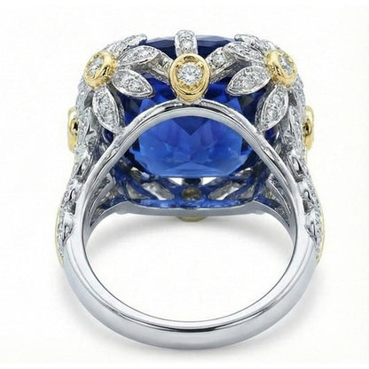 IGI CERTIFIED 8 Carat Two Tone Sapphire Engagement Ring