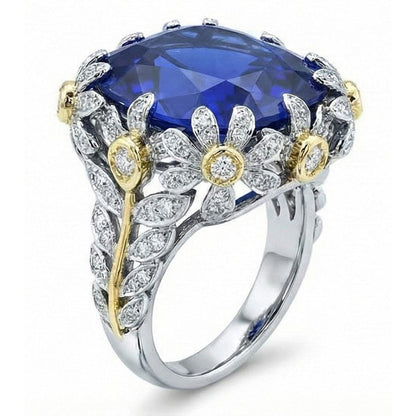 IGI CERTIFIED 8 Carat Two Tone Sapphire Engagement Ring