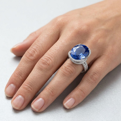8 Ct Oval Sapphire IGI CERTIFIED Diamond Ring