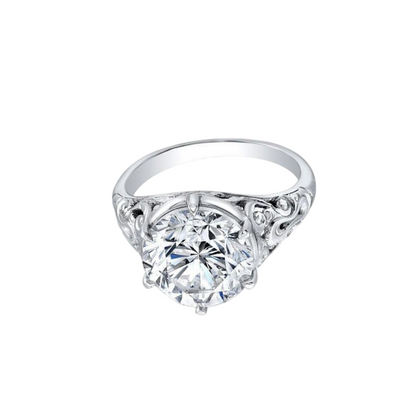 8 Carats Art Nouveau Jewelry New Big Round Solitaire Lab Grown Diamond Antique Style Ring