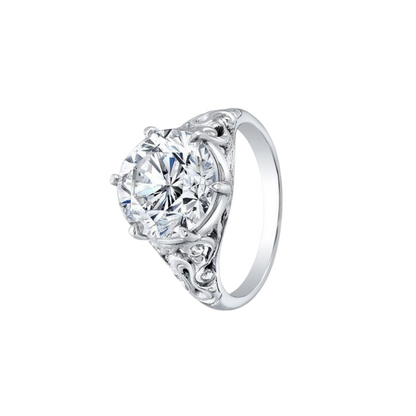 8 Carats Art Nouveau Jewelry New Big Round Solitaire Lab Grown Diamond Antique Style Ring