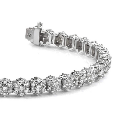 8 Carats Sparkling Round Cut Lab Grown Diamonds Pentagon Bracelet Gold White