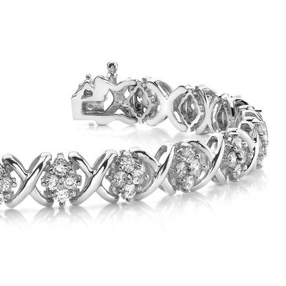 8 Carats White Gold 14K Round Cut Lab Grown Diamond Tennis Fine Bracelet