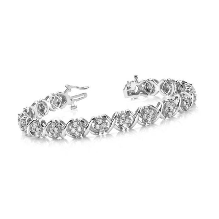 8 Carats White Gold 14K Round Cut Lab Grown Diamond Tennis Fine Bracelet