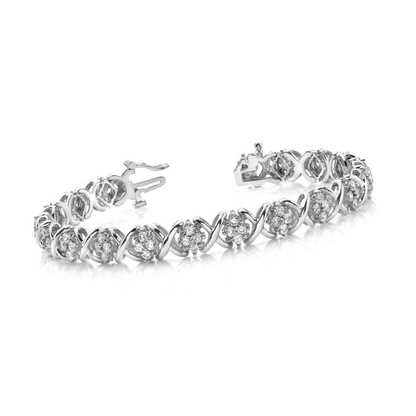 8 Carats White Gold 14K Round Cut Lab Grown Diamond Tennis Fine Bracelet