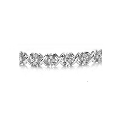 8 Carats White Gold 14K Round Cut Lab Grown Diamond Tennis Fine Bracelet