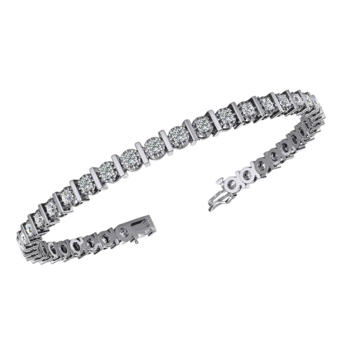 8 Ct Round Cut Prong Illusion Set Lab Grown Diamonds Tennis Bracelet