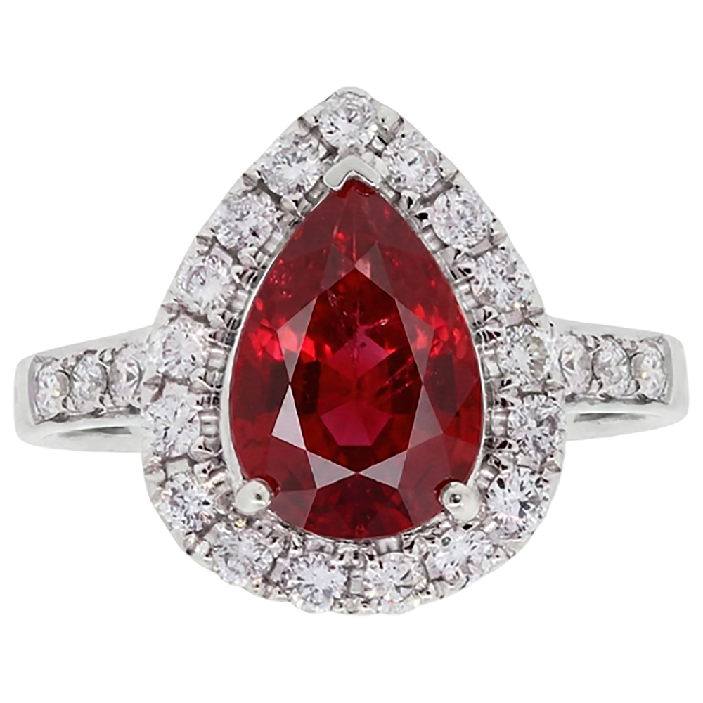 lab grown round ruby 9.50ct ring front view
