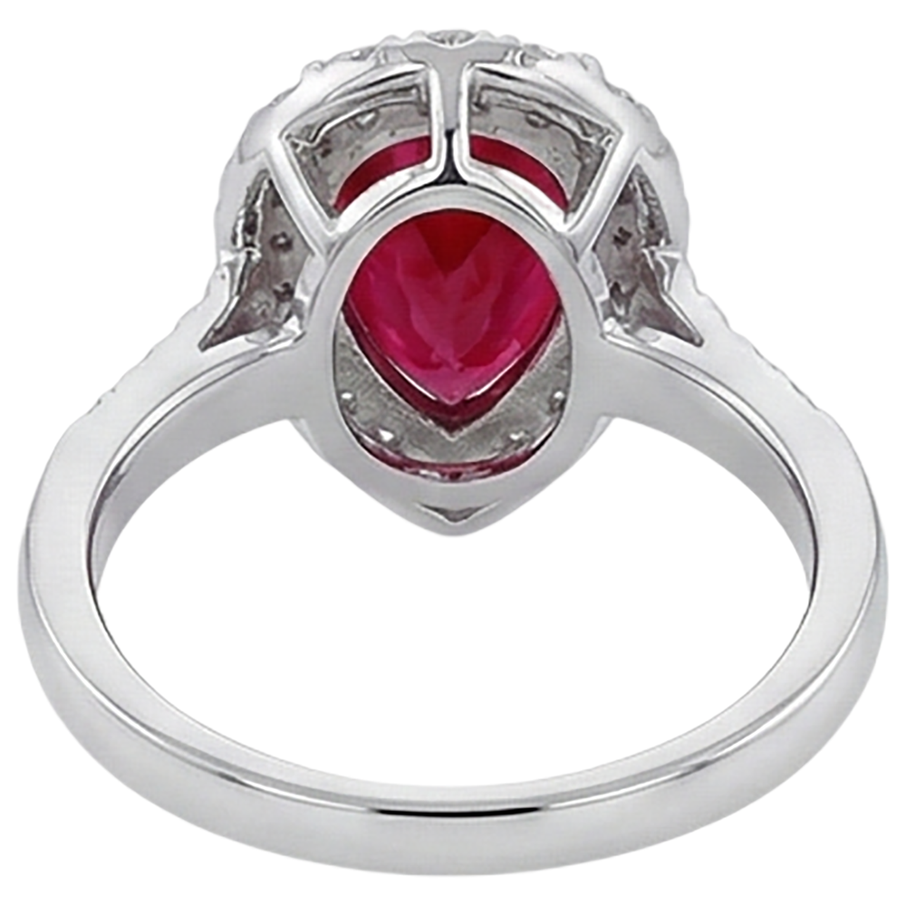lab grown round ruby 9.50ct ring on white background