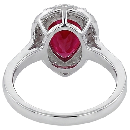 lab grown round ruby 9.50ct ring on white background