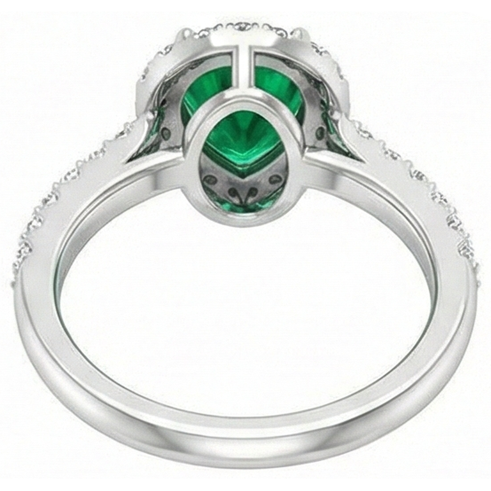 9.50 Ct Green Emerald GIA And Natural Earth Mined Diamonds Wedding Ring 14K White Gold