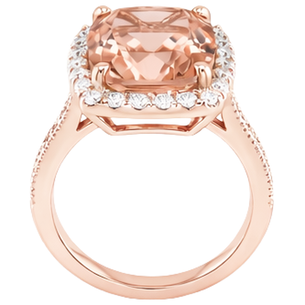 9.50 Ct Halo Morganite With Natural Earth Mined Diamonds Wedding Ring Rose Gold