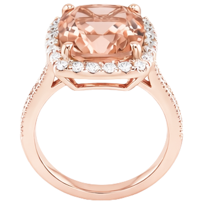 9.50 Ct Halo Morganite With Natural Earth Mined Diamonds Wedding Ring Rose Gold