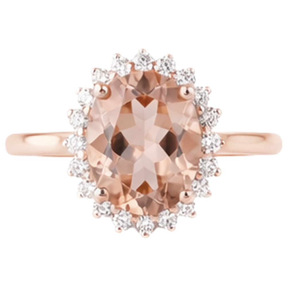 9.50 Ct Morganite With Natural Earth Mined Diamonds Anniversary Ring Gold Rose 14K