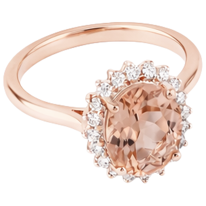 9.50 Ct Morganite With Natural Earth Mined Diamonds Anniversary Ring Gold Rose 14K