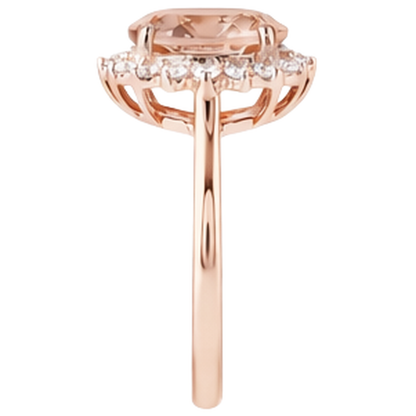 9.50 Ct Morganite With Natural Earth Mined Diamonds Anniversary Ring Gold Rose 14K