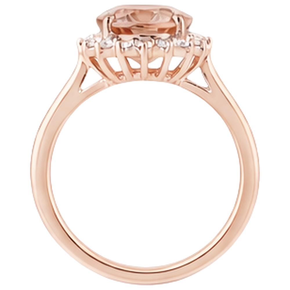 9.50 Ct Morganite With Natural Earth Mined Diamonds Anniversary Ring Gold Rose 14K