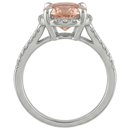 9.75 Carats Morganite And Natural Earth Mined Diamonds Ring 14K White Gold