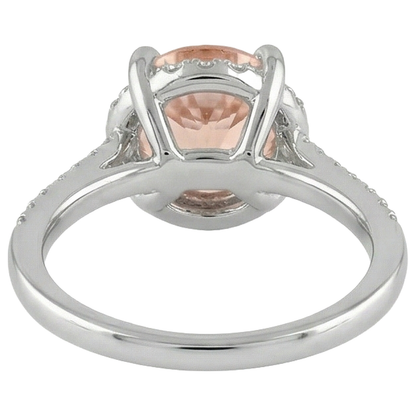 9.75 Carats Morganite And Natural Earth Mined Diamonds Ring 14K White Gold