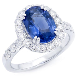 9.75 Ct Ceylon Sapphire And Natural Earth Mined Diamonds Anniversary Ring