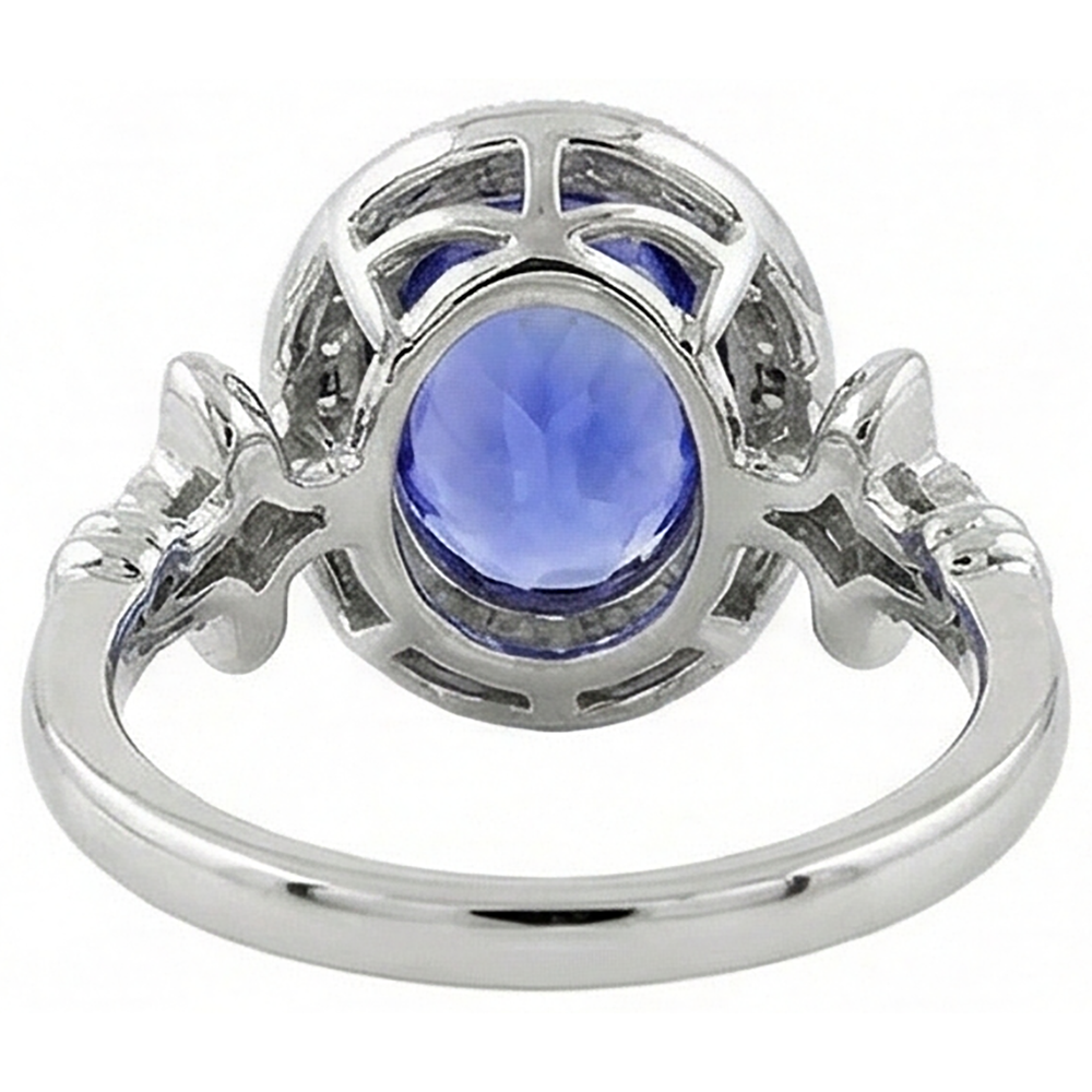 9 Carat Tanzanite Fancy Ring With Small Natural Earth Mined Diamonds White Gold 14K