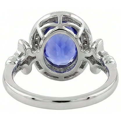 9 Carat Tanzanite Fancy Ring With Small Natural Earth Mined Diamonds White Gold 14K