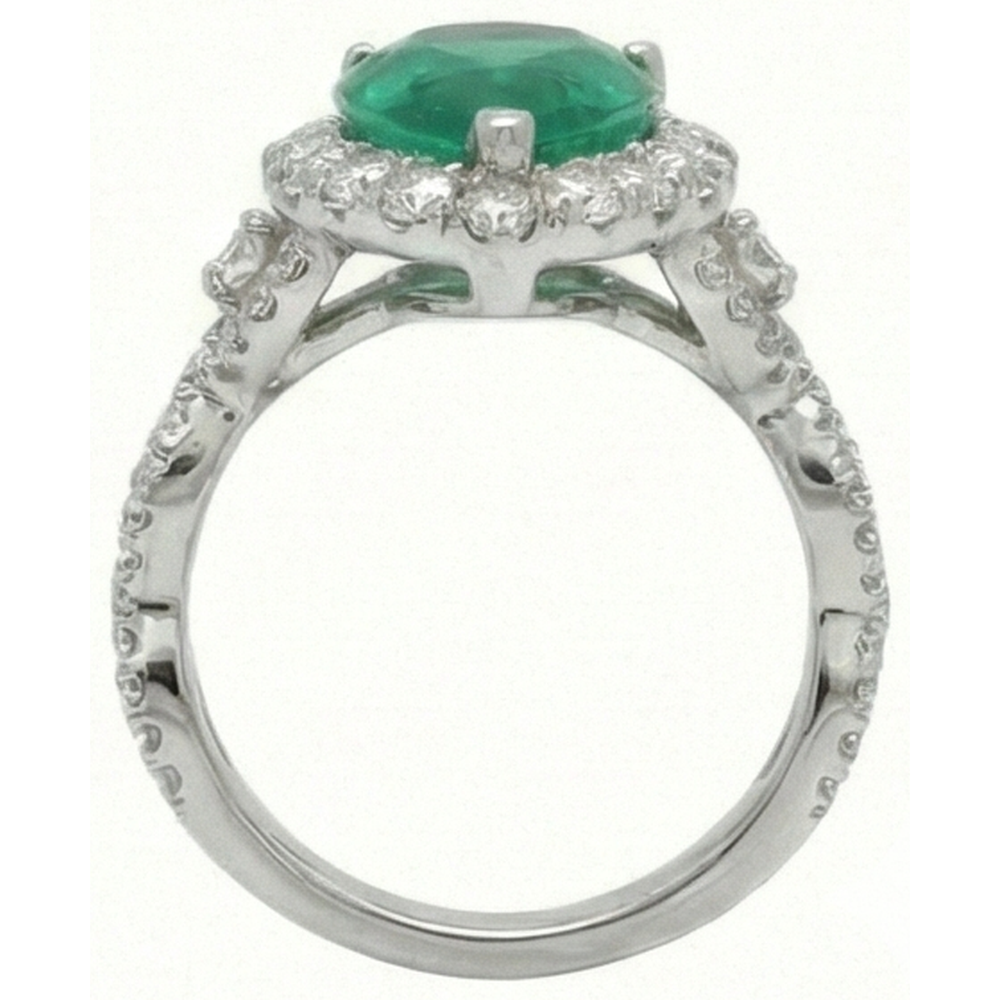 9 Carats Pear Cut Green Emerald GIA Natural Earth Mined Diamond Engagement Ring White Gold 14K