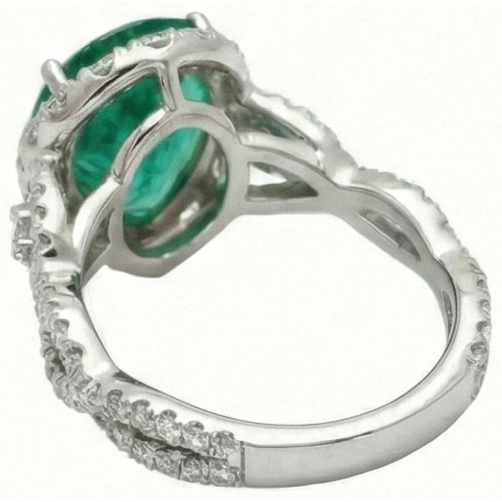 9 Carats Pear Cut Green Emerald GIA Natural Earth Mined Diamond Engagement Ring White Gold 14K