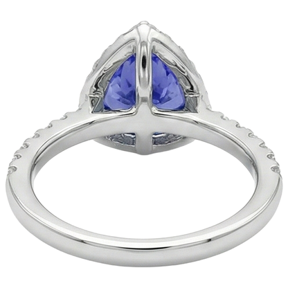 9 Carats Trillion Shape Tanzanite With Round Natural Earth Mined Diamonds Ring White Gold