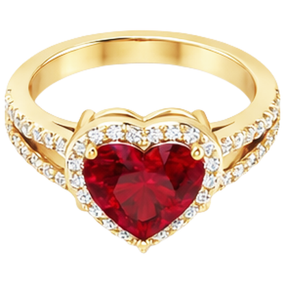 9 Ct Beautiful Heart Shape Ruby IGI CERTIFIED And Diamond Ring Yellow Gold