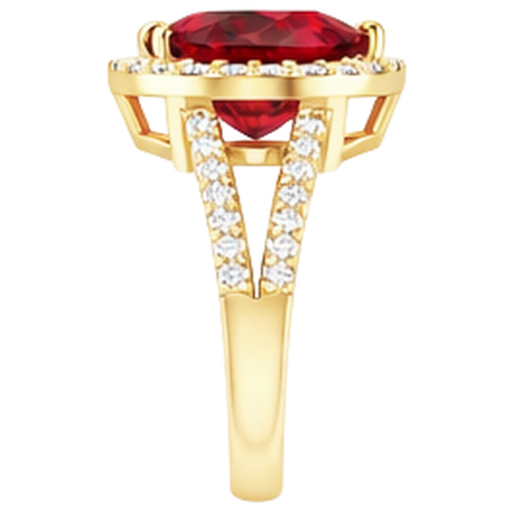9 Ct Beautiful Heart Shape Ruby IGI CERTIFIED And Diamond Ring Yellow Gold