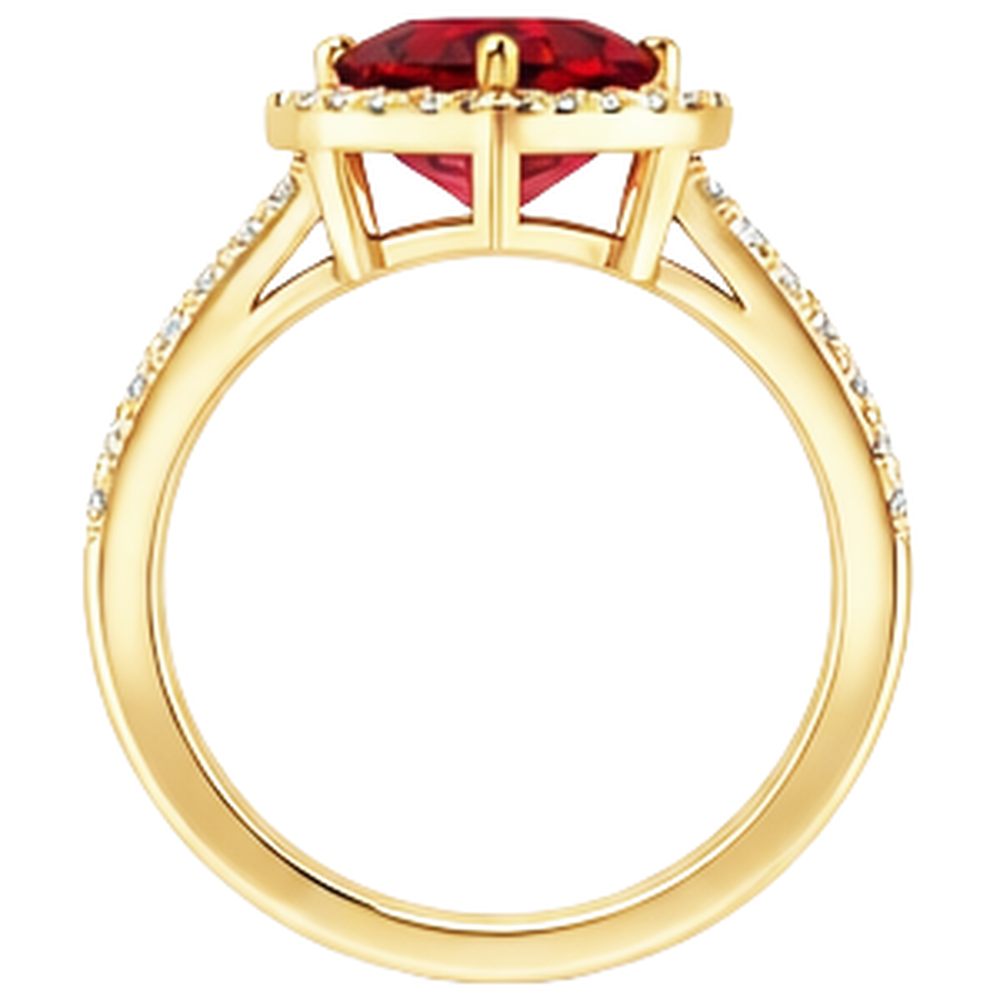 9 Ct Beautiful Heart Shape Ruby IGI CERTIFIED And Diamond Ring Yellow Gold