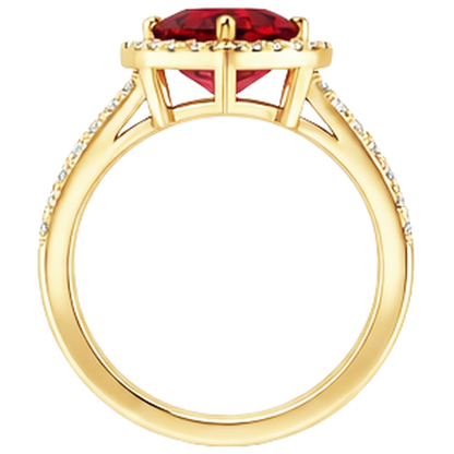 9 Ct Beautiful Heart Shape Ruby IGI CERTIFIED And Diamond Ring Yellow Gold