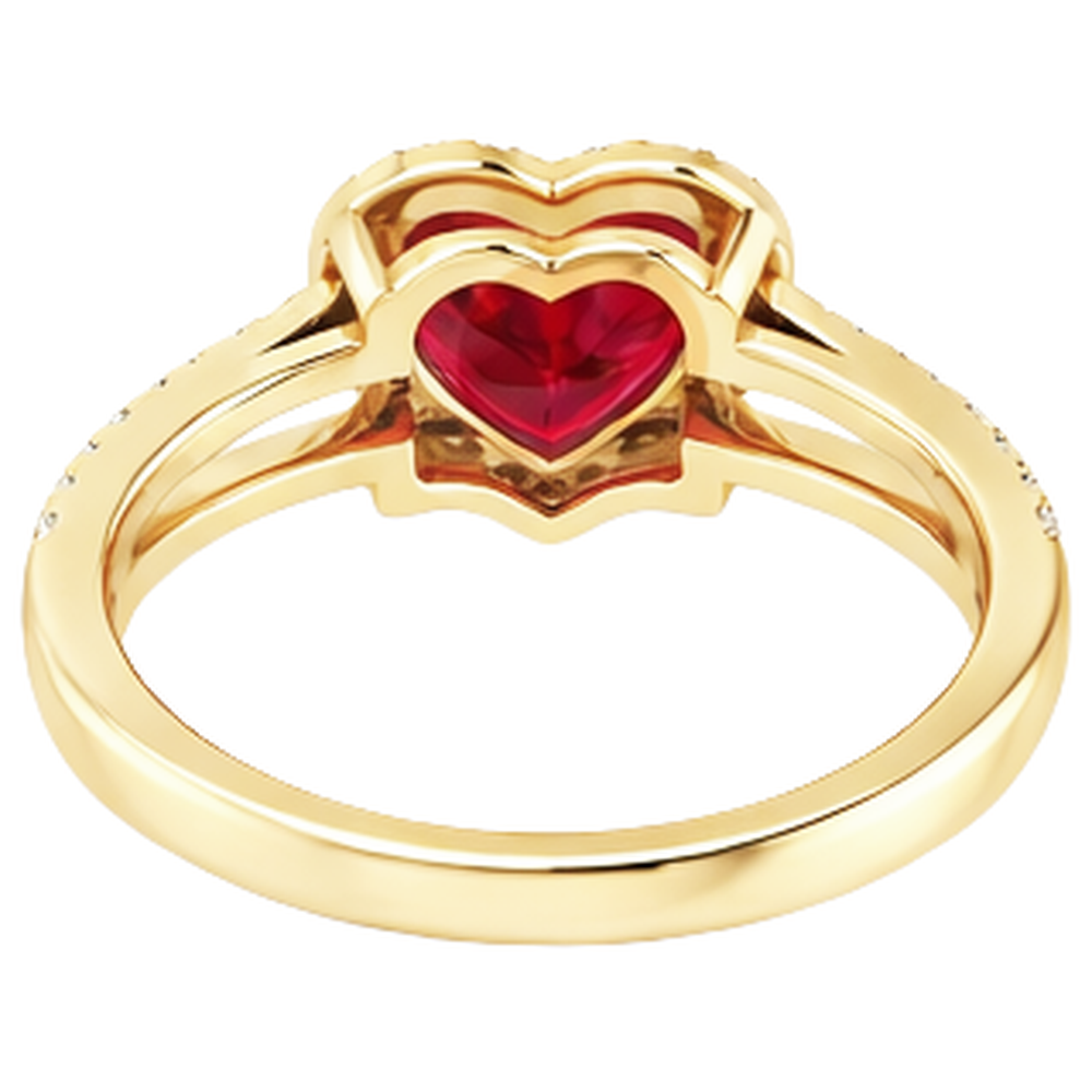 9 Ct Beautiful Heart Shape Ruby IGI CERTIFIED And Diamond Ring Yellow Gold
