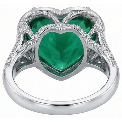 9 Ct Heart Cut Green Emerald And Natural Earth Mined Diamond Wedding Ring White Gold 14K