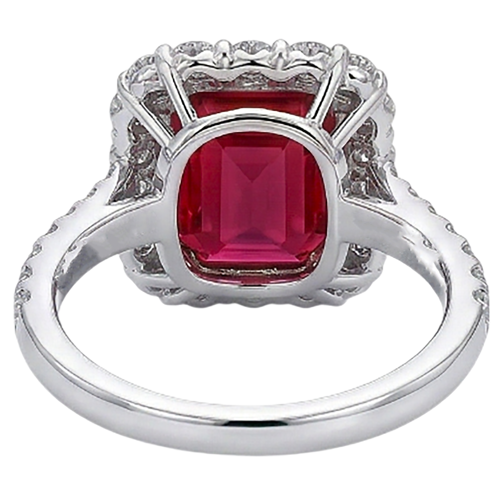 9 Ct Red Cushion Shape Ruby IGI CERTIFIED Diamond Wedding Ring Two Tone Gold 14K