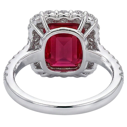 9 Ct Red Cushion Shape Ruby IGI CERTIFIED Diamond Wedding Ring Two Tone Gold 14K