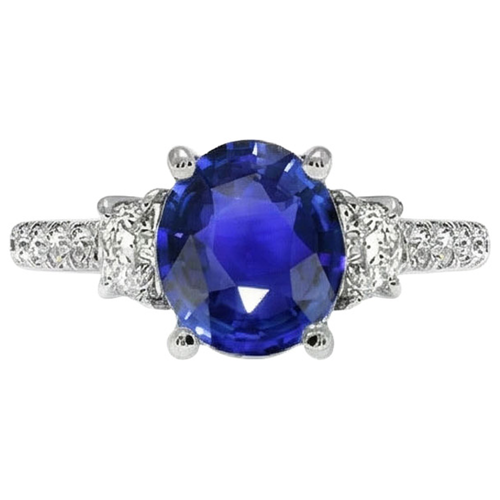 9 Ct Sapphire Ring Natural Earth Mined Diamond Jewelry