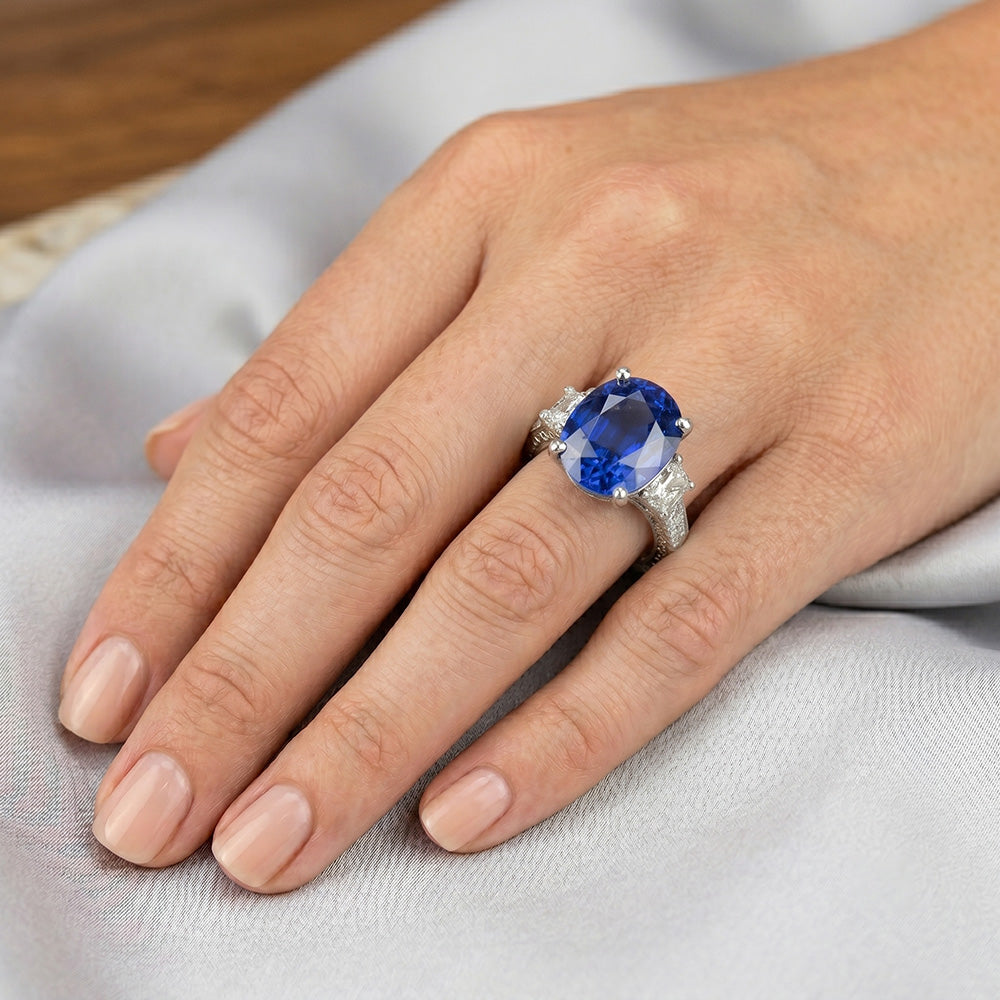 9 Ct Sapphire Ring Natural Earth Mined Diamond Jewelry