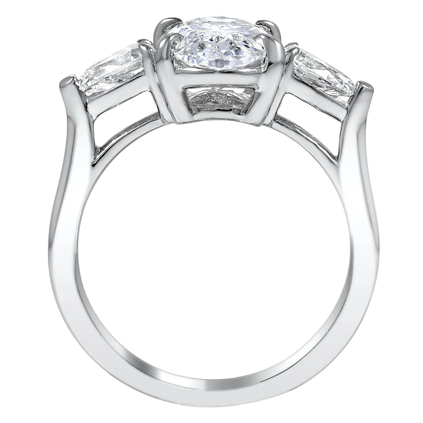 9.04 Ct Oval Genuine Lab Grown Diamonds Three Stone Pear Engagement Ring