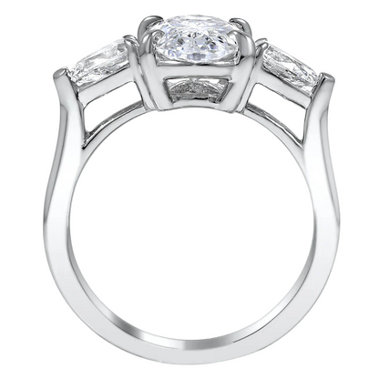 9.04 Ct Oval Genuine Lab Grown Diamonds Three Stone Pear Engagement Ring