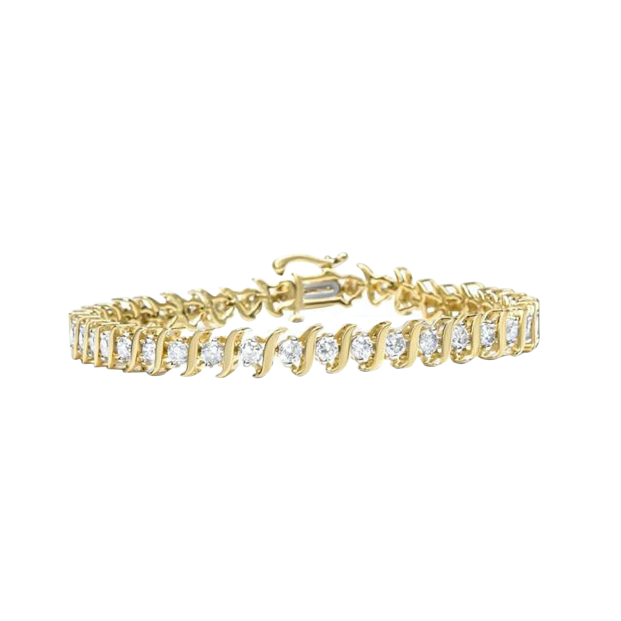 9.50 Carats Lab Grown Diamond Tennis Bracelet 10K Yellow Gold