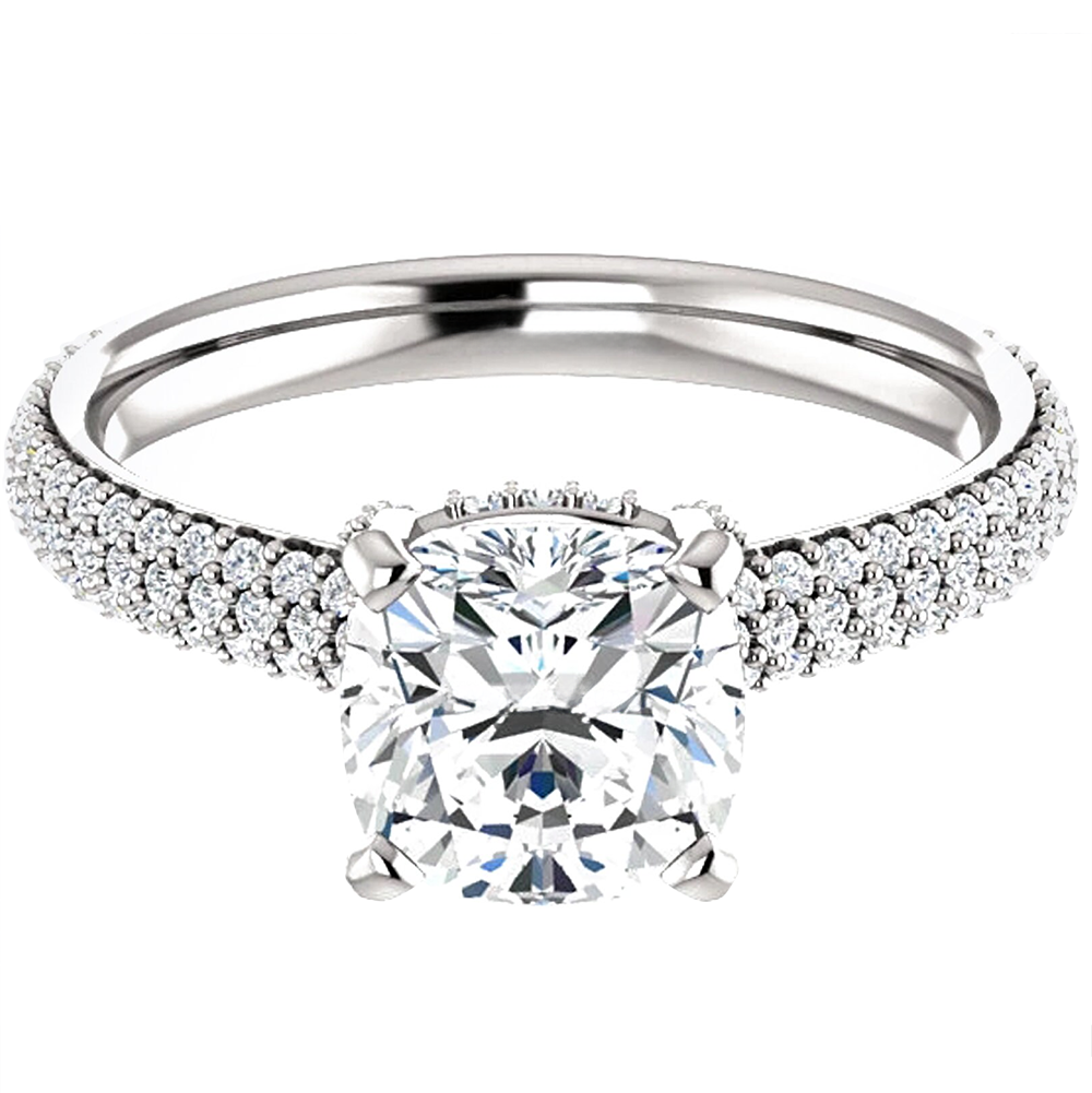 9.5 Ct. Ladies Cushion Lab Grown Diamond Anniversary Ring 14K White Gold